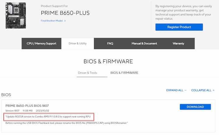 AMD AGESA 1.0.8.0 APU Phoenix