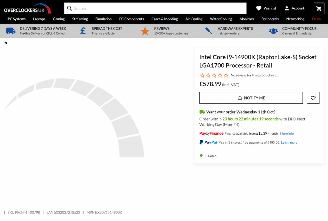 Raptor Lake Refresh - Core i9 14900K prix