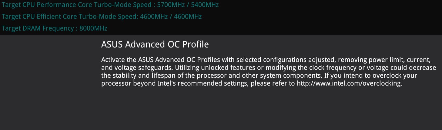 Profils BIOS pour les Intel Core Ultra 200S