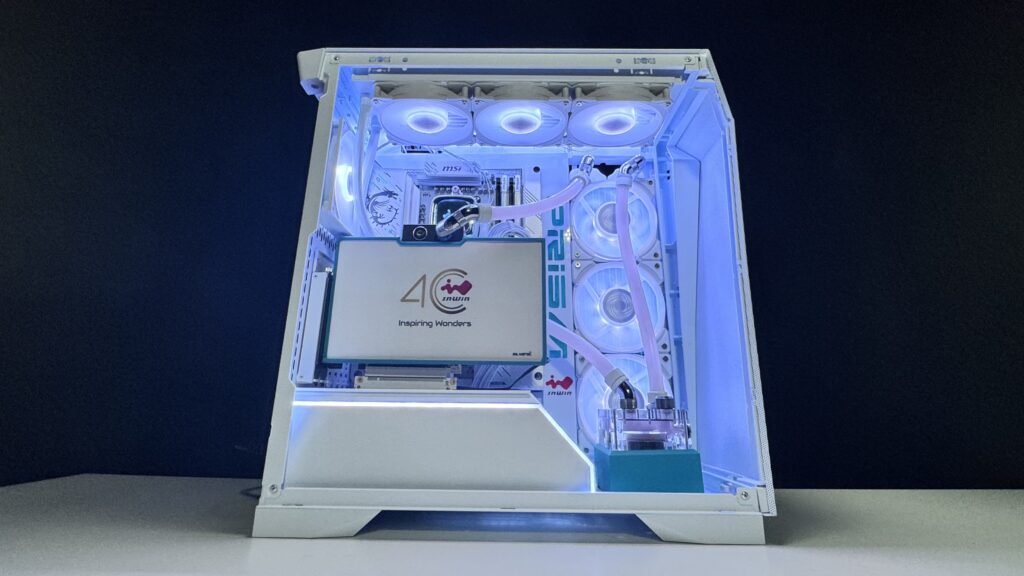 White InWin custom water-cooled PC build by AML Custom